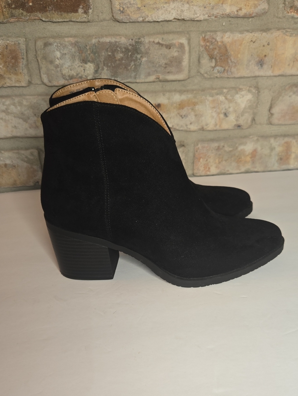Sonoma Women's Size 6 Black Faux Suede Ankle Zipper Block Heel Boots NEW